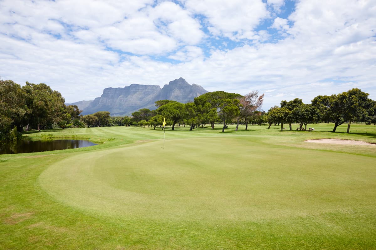 A close view of a green and its surrounds